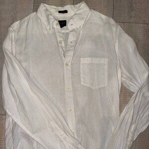 J.Crew White Linen Shirt Men Medium